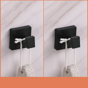 Crochet de manteau noir poli carré d'outils d'accrochage muraux en métal adhésif fort simple - Product Image 6