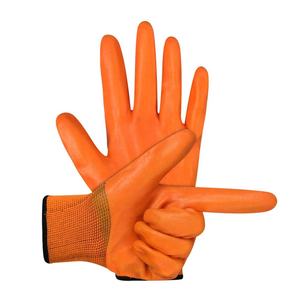 Heavy Duty Full <b>PVC</b>-Coated Polyester <b>Gloves</b> Waterproof Oil Resistant Abrasion-Resistant High Visibility Textured Surface Safety - Product Image 4