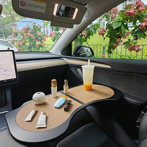 Pour <span class=keywords><strong>Tesla</strong></span> Model 3 Model Y Food Desk pour ordinateur portable Table de voiture pliable pour manger plateau polyvalent pour accessoires de conducteur - Product Image 1