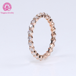 2mm Bezel Setting DEF Ronde Briljant Geslepen Lab Grown Diamanten Ring 14k 18k Echt Rosegoud Lab Diamant <span class=keywords><strong>Eternity</strong></span> Volle Band Ring - Product Image 3