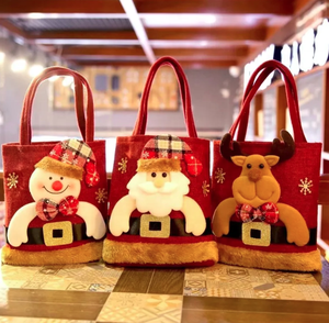 Bolsa de Papá Noel de dibujos animados con logotipo personalizado, oso de peluche de Navidad, muñeco de nieve, ciervo, Rudolph, bolsa de almacenamiento para dulces con asa - Product Image 1