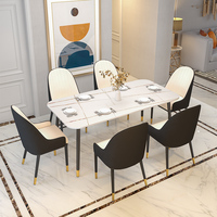 Ensemble de table et de chaises de salle à manger modernes en métal et faux marbre (avec chaises en métal) pour usage commercial