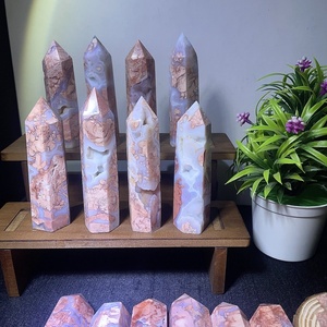 All'ingrosso rosa petalo agata punto naturale di cristallo curativo artigianato scolpito torre di pietra per la decorazione della casa regali - Product Image 5