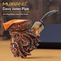 MUXIANG David Jones Briar Wood Smoking Pipe Octopus Design Men's Exclusive Solid Wood Vintage Tobacco Pipe 3mm Filter