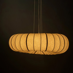 Lustre rond en tissu de style japonais, six ampoules E27, pour la décoration intérieure - Product Image 4