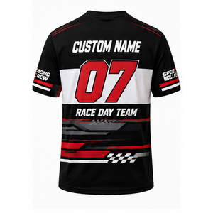 Camiseta gráfica de carreras para hombre, camiseta de deportes de motor con estampado de bandera a cuadros, ropa informal de calle, camiseta para el día de la carrera - Product Image 3