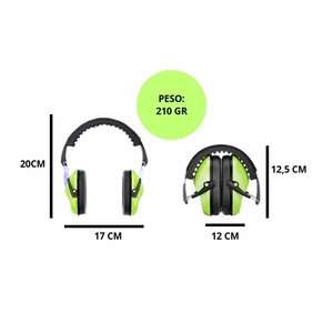 Cuffie con cancellazione del rumore 27 Nrr regolabili pieghevoli verdi - Product Image 3