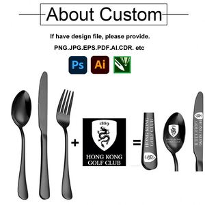 Vente en gros de couverts plaqués or mat, cuillères, fourchettes et couteaux personnalisés avec logo, ensemble de couverts en acier inoxydable plaqué or - Product Image 2