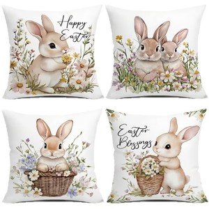 Funda de Almohada de Felpa Corta con Diseño de Conejo de Pascua, Éxito de Ventas Transfronterizo TM (sin Relleno), Decoración para el Hogar, Cojín para Respaldo de Sofá/Cama - Product Image 5