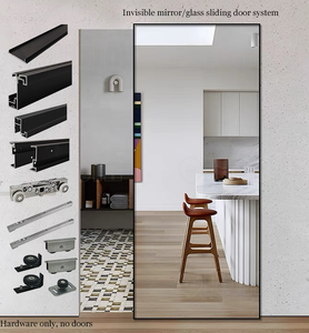 Kit <span class=keywords><strong>de</strong></span> Puerta Corredera <span class=keywords><strong>de</strong></span> Vidrio Simple sin Rieles con Marco <span class=keywords><strong>de</strong></span> <span class=keywords><strong>Aluminio</strong></span> Moderno QIWIN QW-601 con Amortiguador Hidráulico <span class=keywords><strong>de</strong></span> Cierre Suave <span class=keywords><strong>para</strong></span> Uso Interior - Product Image 5