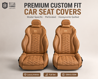Nouvelles housses de siège auto de luxe sur mesure, design premium, en cuir perforé matelassé nid d'abeille, modèle spécifique, ensemble complet, OEM ODM