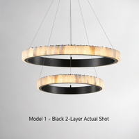 Lustre en albâtre personnalisé, luminaire suspendu moderne de luxe en marbre naturel espagnol pour projet hôtelier, villa à plafond haut