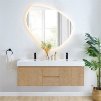 Luxueux meuble de toilette personnalisé meuble de toilette flottant avec dessus de lavabo double en acrylique renforcé blanc royal