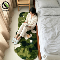 Tapis en mousse 3D épais fait à la machine QIANQIAO, tapis moelleux et shaggy, forêt, antidérapant, décoratif, vert, pelucheux, nature, pour chambre d'enfant, crèche