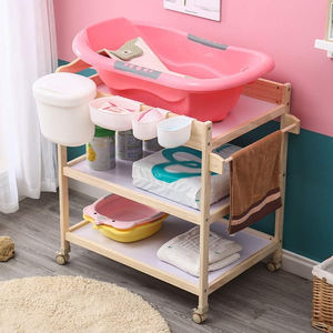 Meja ganti popok bayi, tempat tidur kayu Modern untuk kamar tidur kamar bayi Stasiun popok bayi - Product Image 2