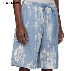 OEM ODM Bleach Wash Shorts Relaxed Fit Polyester Blend Summer Street Style Cargo Shorts - Product Image 3