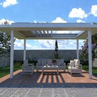 Pergola bioclimatique en aluminium à lames orientables motorisée, imperméable, pour jardin, terrasse, avec revêtement en poudre
