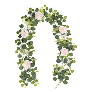 Feuilles d'eucalyptus artificielles de 2 m, vigne de rose des montagnes enneigées, feuilles de soie vertes, simulation de feuilles, plantes en rotin pour la décoration de la maison et des mariages - Product Image 6