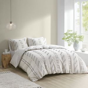 DB 3-Piece Geometric Jacquard Duvet Cover Set <b>100</b>% Cotton Queen Size for Home Wedding or Hospital Use 3pcs Included - Product Image 1