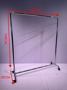 Porte-vêtements en acier inoxydable argenté durable pour <span class=keywords><strong>magasin</strong></span> <span class=keywords><strong>de</strong></span> vêtements avec roulettes, déplacement facile - Product Image 2