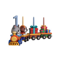 Porte-bougie d'anniversaire en résine écologique en forme de train, chaton, chiot, décoration d'intérieur, numéro personnalisable, fête d'enfants, 7 pouces de haut