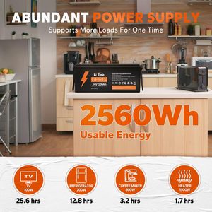 LiTime <b>24V</b> 100Ah Lithium <b>Battery</b> Pack for RV/Camper Solar Marine Overland/Van 100A BMS 4000+ Cycle 2560W Load Power" - Product Image 3