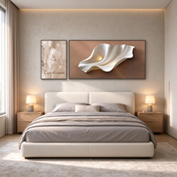2 Panneaux d'art mural abstrait ondulé en toile de cristal, encadrés en alliage d'aluminium, décoration moderne minimaliste pour salon
