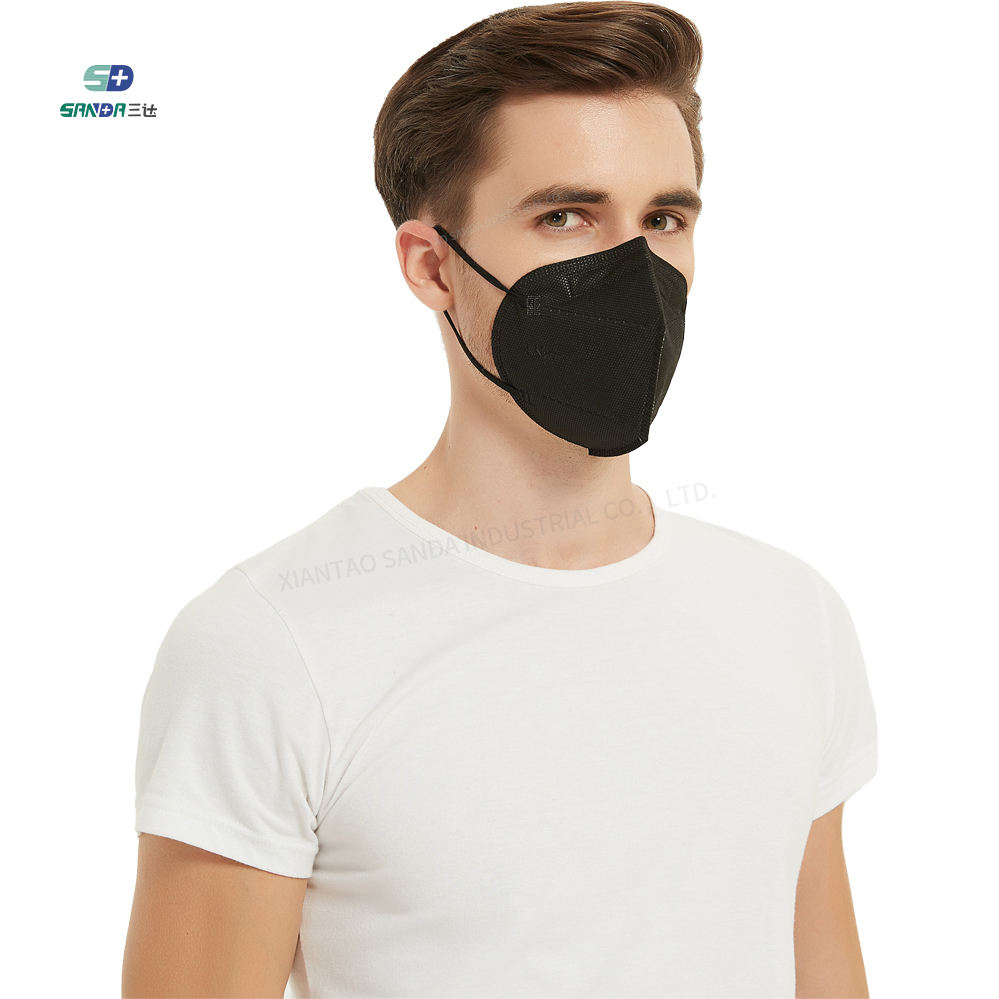 Custom high protective earloop black KN95 mask 5ply disposable facemask
