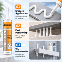 Colle silicone sans clou pour la construction 280/300ml – Adhésif polyvalent pour panneaux muraux, plinthes, bois, PVC, décoration et emballage
