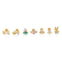 YW 16 Acier Inoxydable Coeur Labret Lèvre Stud Anneau Helix Piercing Boucle D'oreille Abeille Forme Tragus Cartilage