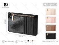 Portacarte con cerniera a 5 strati in pelle PU da 5 pollici per carte, stile solido - Product Image 1