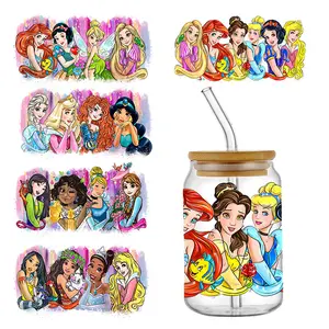 Princess Evil Queen Can Glass Transfer Stickers Waterproof UV DTF Cup Mug Wraps Sticker DIY 3D Wrap Decal For 16oz Libbey Glass