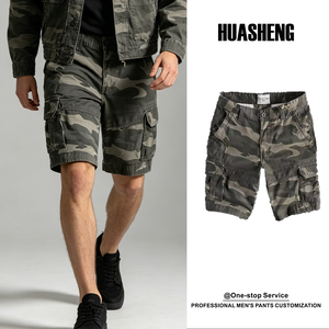 Shorts Cargo <span class=keywords><strong>Camouflage</strong></span> Rétro Américain pour <span class=keywords><strong>Homme</strong></span>, Taille Mi-Haute, Longueur Genou, Braguette Zippée, en Coton, Style Urbain Décontracté - Product Image 1
