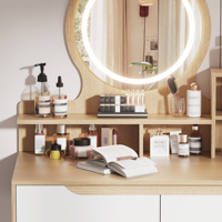 Livraison gratuite aux États-Unis - Table de maquillage avec miroir lumineux, table de maquillage compacte avec rangement pour chambre à coucher, dressing
