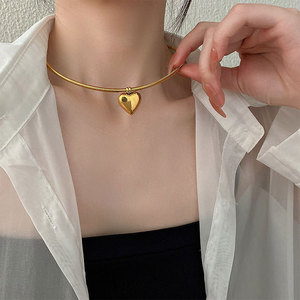 Collar personalizado de acero inoxidable 316L, chapado en oro PVD de 14K/18K, joyería fina de moda, gargantilla con forma de corazón para mujer. - Product Image 1
