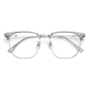 กรอบแว่นตาครึ่งขอบไทเทเนียมบริสุทธิ์น้ำหนักเบาพิเศษสีเทาโคโคนัททรงสี่เหลี่ยมป้องกันแสงสีฟ้าสไตล์ผู้ชาย 122621 - Product Image 2