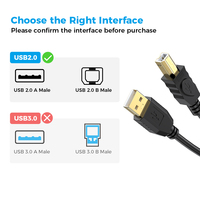 RSHTECH kabel Data Printer, kabel Data Printer berlapis emas 10m 12m 15m 20m USB Tipe a Male ke B Male 2.0