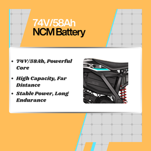 มอเตอร์ไซค์วิบากรุ่นเรือธง 15500W ระบบขับเคลื่อนกลาง 74V 4300Wh จอแสดงผล TFT 3 โหมด ความเร็วสูงสุด 85 กม./ชม. แรงบิด 560 นิวตันเมตร มอเตอร์ขับเคลื่อนกลางกำลังสูง 15500W เพื่อความทรงพลัง - Product Image 4