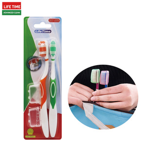 <span class=keywords><strong>Brosse</strong></span> à dents de haute qualité, 2 pièces, poils moyens de qualité supérieure, antidérapante, manche flexible, <span class=keywords><strong>brosse</strong></span> à dents pour adultes avec protection de la tête et couvercle - Product Image 1