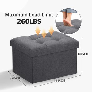 Phòng khách hiện đại sofa grey Ottoman GiườNg Lưu trữ băng ghế dự bị có thể gập lại hình chữ nhật Đồ chơi hộp lưu trữ phân màu đen Ottoman với lưu trữ - Product Image 3