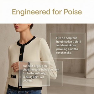 Custom <strong>Women</strong> Knit Sweater Tweed Style Contrast Trim Knit Cardigan OEM ODM Custom Logo Long Sleeve Cropped Knitwear Wholesale - Product Image 4