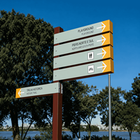 Signalisation directionnelle extérieure personnalisée pour campus scolaire avec flèches pour bâtiments et zones de stationnement