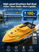 Bateau à appâts télécommandé 12V sans balais avec GPS, anti-chute, haute vitesse, et sonar de détection de poissons