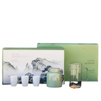 Coffret Cadeau de Thé en Céramique Chuqing : Tasses, Théière, Boîte à Thé ; Coffret Cadeau Vide Haut de Gamme pour Thé Aiguille d'Argent à Poils Blancs