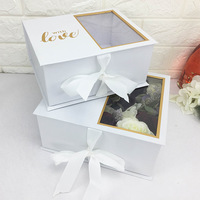 Emballage de luxe rigide avec feuille d'or, boîte cadeau en Pvc Transparent avec nœud, 1 pièce