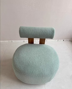 Poltrona Singola in Stile Francese Hippo Cream in Lana d'Agnello per Soggiorno e Balcone, Divano Relax - Product Image 2