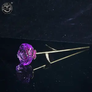 Rosa de cristal roxo em vaso bomboniere lembranças de casamento MH-H0128