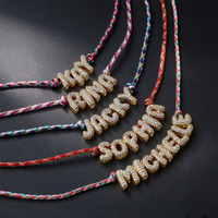 Collier personnalisé avec pendentif lettre en zircon plaqué or 18 carats, cordon tressé coloré, style bohème, pour femme, cadeau de bijoux