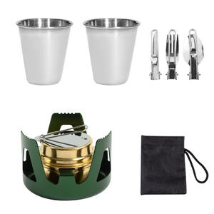 Ensemble de réchaud de camping portable avec 2 tasses et mousqueton pour la cuisson en extérieur, alimenté au gaz, design léger et compact - Product Image 4