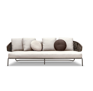 Ensemble de canapés et fauteuils de jardin en aluminium, modernes, sur mesure, résistants aux intempéries, de luxe, avec cordes tressées, pour terrasse et extérieur - Product Image 1